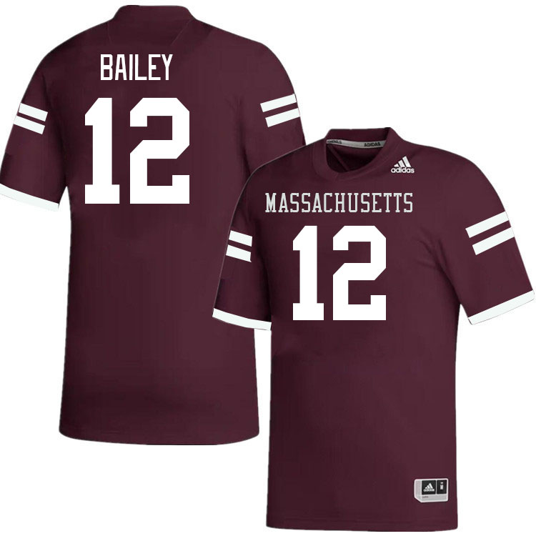 Massachusetts Minutemen #12 Brennen Bailey College Football Jerseys Stitched-Maroon